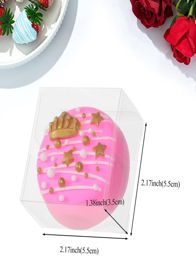 SLShePack 50 Pack Small Clear Boxes Single Chocolate Covered Ore Boxes Macaron Boxes Party Favor Box for Candy Christmas Birthday Wedding (2.17"×2.17"×1.39") - Image 2